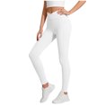 thumbnail image 1 of JTSRKL Girls Athletic Leggings Kids V-Cross Stretchy High Waist Tummy Control Yoga Running Dance Gym Pants with Pockets White 9-10 Years, 1 of 8