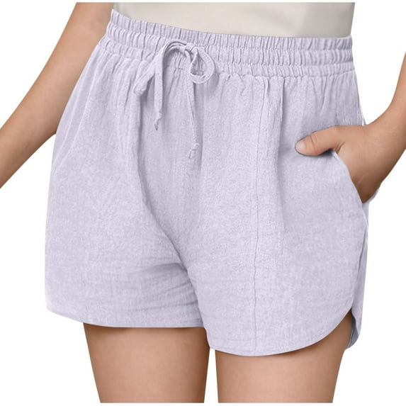 JTSRKL Girls Casual Shorts Elastic High Waisted Wide Leg Drawstring Summer Teens Youth Beach Shorts with Pockets Purple 11-12 Years