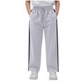 thumbnail image 1 of JTSRKL Girls Fleece Jogger Sweatpants Trendy 2025 Teen Drawstring Elastic Waist Baggy Lounge Pants Loose Straight Wide Leg Full Length Trousers with Pockets Gray 10-12 Years, 1 of 6