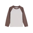 thumbnail image 1 of JTSRKL Girls Raglan Long Sleeve Crewneck Sweatshirts Fall Long Sleeve Casual Color Block Basic Athletic Tees Shirt Loose Comfy Pullover Tops Coffee 2-3 Years, 1 of 5