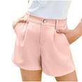 thumbnail image 1 of JTSRKL Girls Shorts Kids Summer Button Ruched Elastic Waist Wide Leg Casual Uniform Shorts Short Pants with Pockets Pink 4-5 Years, 1 of 8