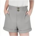 thumbnail image 1 of JTSRKL Girls Shorts Kids Summer Button Smoked Elastic Waist Wide Leg Casual Rolled-up Uniform Shorts with Pockets Gray 5-6 Years, 1 of 7