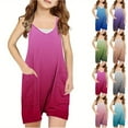 thumbnail image 1 of JTSRKL Girls Summer Sleeveless Jumpsuits Casual Tie Dye Gradient Color Print Spaghetti Strappy Rompers Loose Fit Cute Kids Teens Short Jumpsuit Overalls with Big Pockets Gray 13-14 Years, 1 of 7