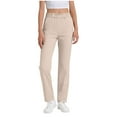 thumbnail image 1 of JTSRKL Girls Wide Leg Pants Stretchy Smoked Elastic High Waisted Open Bottom School Uniform Pant Casual Classic Spring Trousers with Pockets Beige 12-13 Years, 1 of 8