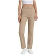 thumbnail image 1 of JTSRKL Girls Wide Leg Pants Stretchy Smoked Elastic High Waisted Open Bottom School Uniform Pant Casual Classic Spring Trousers with Pockets Khaki 12-13 Years, 1 of 8