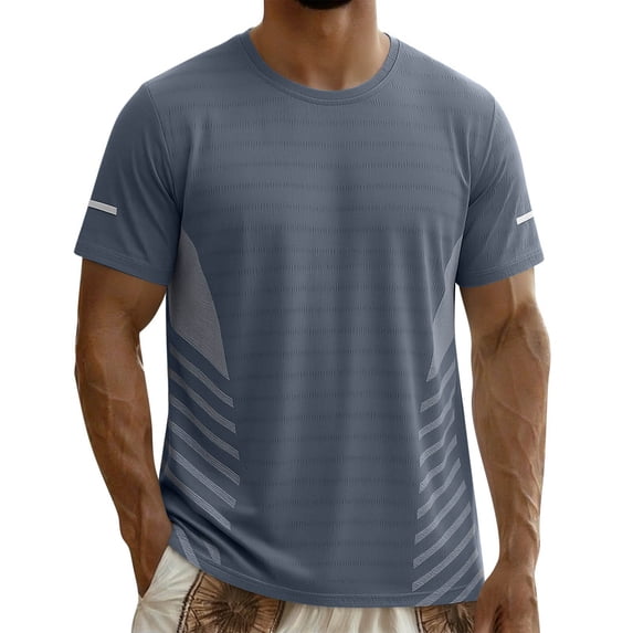 JTSRKL Ice Silk Cooling Quick Dry T-Shirt for Men Thin Breathable Short Sleeve Tees Summer Gym Running Training Daily Casual Fit Tops Blue XL