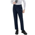 thumbnail image 1 of JTSRKL Kids Boys Dress Pants Flat Front School Uniform Pants Casual Fall Straight Leg Ruched Pleated Trousers Button Elastic Waist Comfy Chino Pants with Pockets Dark Blue 3-4 Years, 1 of 10