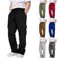 thumbnail image 1 of JTSRKL Kids Boys Girls Cargo Sweatpants Lightweight Casual Teens Solid Color Drawstring Elastic Waist Wide Straight Leg Jogger Pants with Pockets Army Green 5-6 Years, 1 of 8