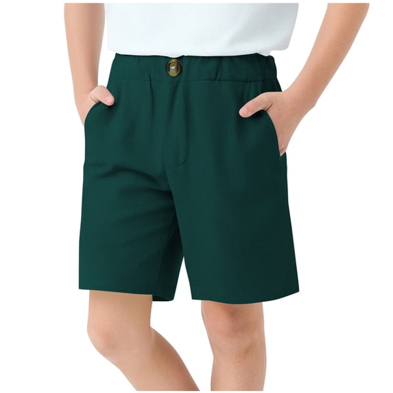 JTSRKL Kids Boys Girls Golf Shorts Teens School Uniform Elastic Waist Flat Front Dress Short with Pockets Green#02 4-5 Years