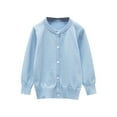 thumbnail image 1 of JTSRKL Kids Boys Girls Long Sleeve Cable Knit Sweaters Loose Lightweight Casual Button Down Cardigan Sweater Tops Fall Cardigan Outwear Jacket Blue 7-8 Years, 1 of 3