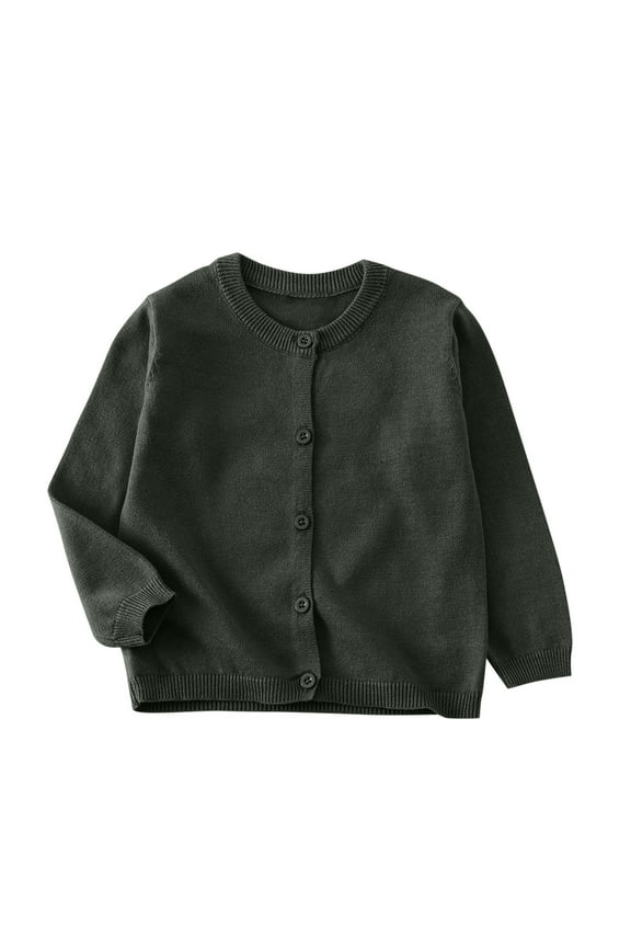 Kids Boys Girls Long Sleeve Sweaters Lightweight Thin Fall Button Open Front Cardigan Outwear Tops Loose Fit Dressy Cable Knit Cotton Jackets Army Green 4-5 Years