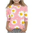 thumbnail image 1 of JTSRKL Kids Girls 3/4 Length Sleeve Tops Cute Daisy Pattern Print Fall Crewneck Graphic T-Shirts Loose Lightweight Comfy Pullover Blouse Pink 7-8 Years, 1 of 6