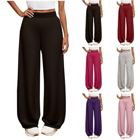 JTSRKL Kids Girls Baggy Sweatpants Teens Casual Elastic High Waist Wide Leg Jogger Pants Loose Fit Comfy Solid Color Athletic Lounge Trousers Black 9-10 Years