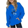 thumbnail image 1 of JTSRKL Kids Girls Boys Heart Hoodies Lightweight Casual Fall Long Sleeve Funny Printed Hooded Sweatshirts Loose Fit Comfy Pullover Tops with Pockets Blue 9-10 Years, 1 of 4