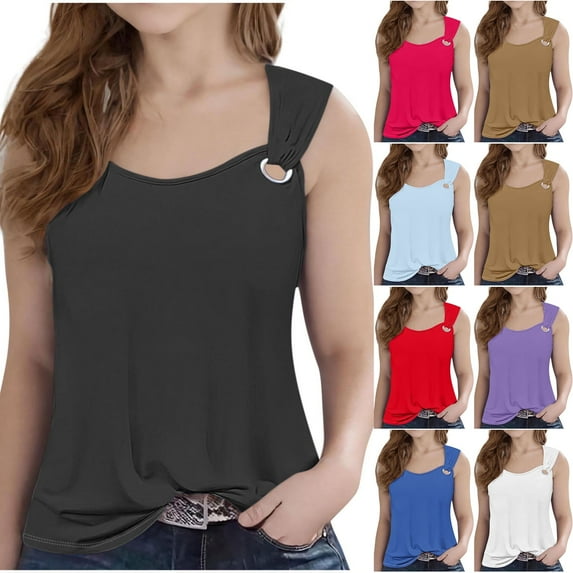 JTSRKL Kids Girls Cute Summer Tank Tops Casual Sleeveless Shirt Loose Fit Scoop Neck O Ring Shoulder Camisole Blouse Coffee 13-14 Years