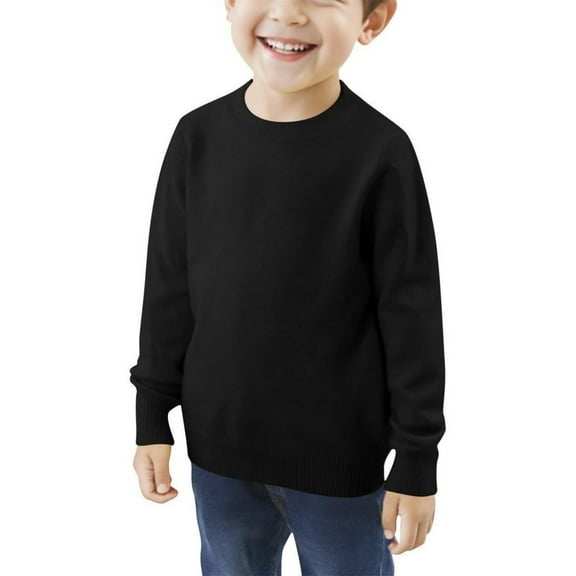 JTSRKL Kids Girls Fall Sweaters Lightweight Casual Solid Color Long Sleeve Crewneck Knitted Cute Pullover Sweaters Jumper Tops Black 3-4 Years