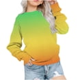 thumbnail image 1 of JTSRKL Kids Girls Ombre Sweatshirts Lightweight Casual Fall Long Sleeve Tie DYe Gradient Color Print Long Sleeve Basic Crewneck Pullover Tops Yellow 7-8 Years, 1 of 7