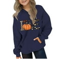 thumbnail image 1 of JTSRKL Leopard Love Fall Pumpkin Hooded Sweatshirts for Kids Cute Boys Girls Long Sleeve Hoodie Tops with Kangaroo Pockets Lightweight Fall Outfit Clothes Navy 4-5 Years, 1 of 4