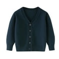 thumbnail image 1 of JTSRKL Lightweigh Thin Cardigans for Toddler Kids Boys Girls Cute Fall Long Sleeve Button V Neck Open Front Cardigan Sweaters Loose Outwear Jacket Tops Navy 3-4 Years, 1 of 6