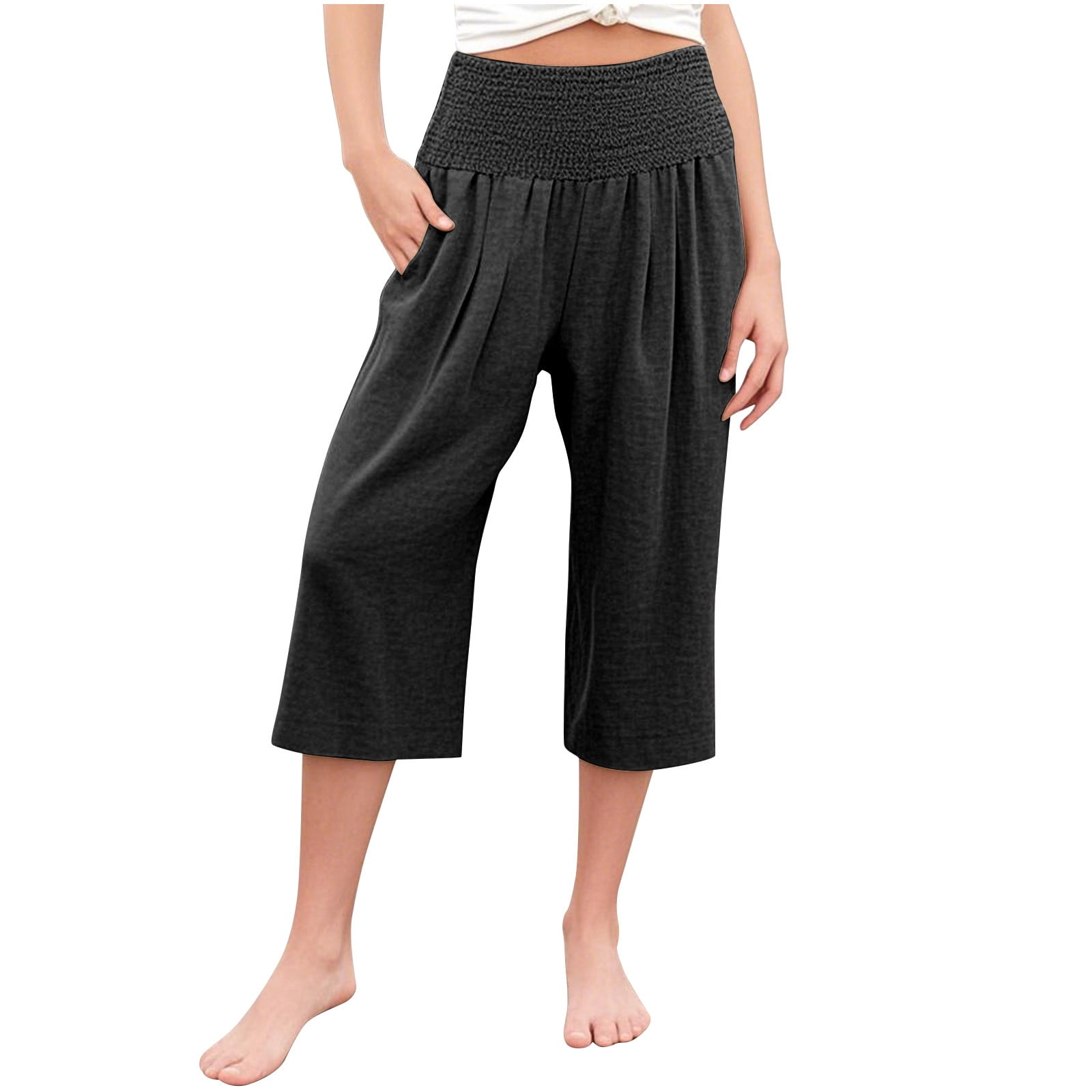 Girls Cotton Blue Washed Wide Leg Capri main image 1