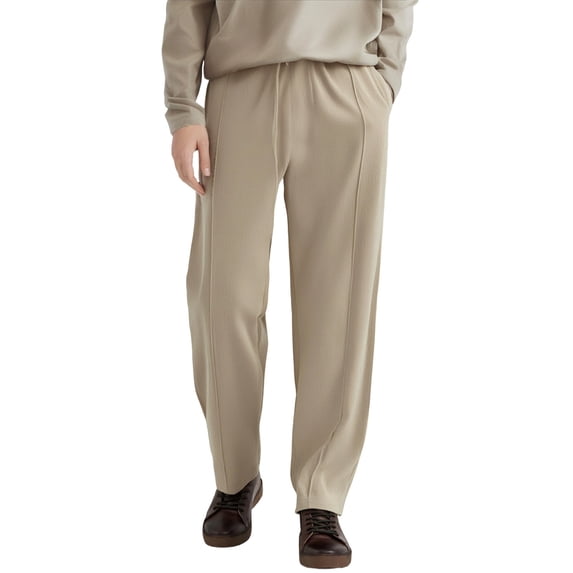 JTSRKL Linen Casual Dress Pants for Men Drawstring Elastic Waist Lightweight Business Slacks Comfortable Versatile Draped Trousers
