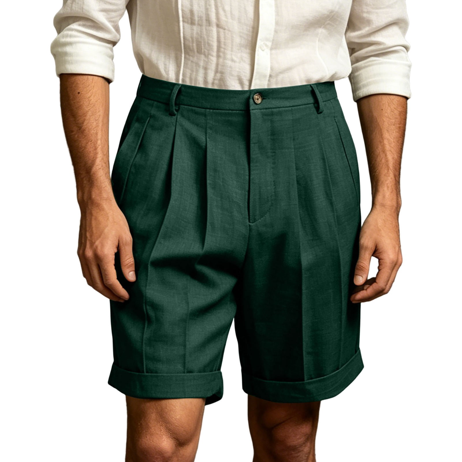 JTSRKL Men's Pleated Golf Shorts Solid Side Pocket Breathable