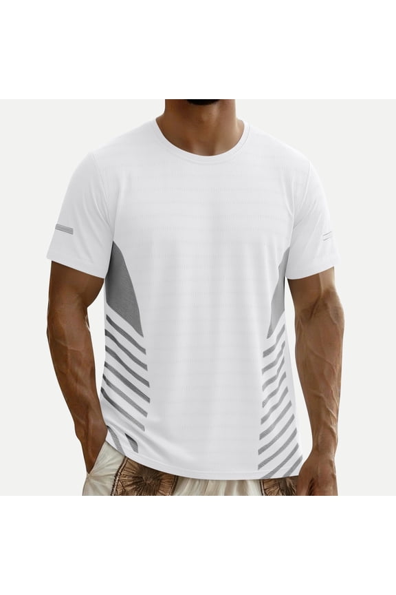 Men's Summer Ice Silk Athletic T-Shirt Cooling Breathable Quick Dry Tops Short Sleeve Running Training Sports Casual Muscle Tees