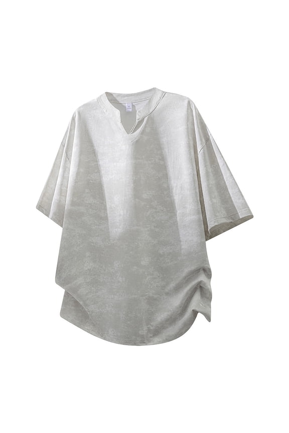 Men's V Neck Raglan Short Sleeve T-Shirt Loose Oversized Drop Shoulder Tees Stretch Breathable Versatile Workout Casual Pullover Tops White XXL