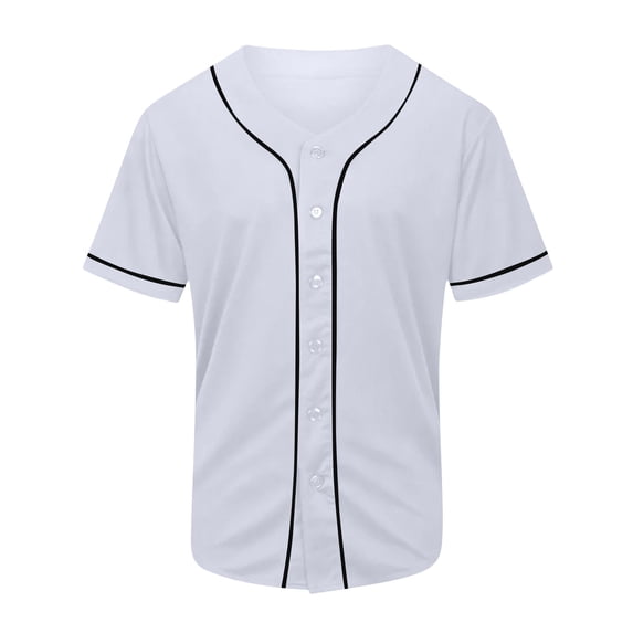 JTSRKL Mens Athletic Baseball Jersey Button Front Short Sleeve Training Shirts Crewneck Lightweight Breathable Summer Sport Casual Tops