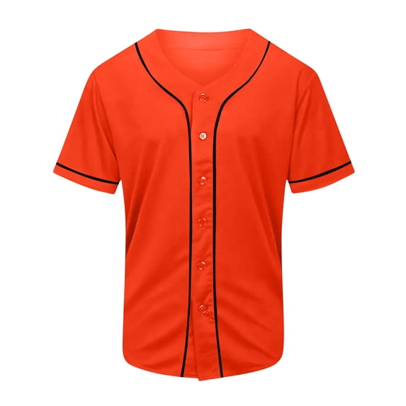 JTSRKL Mens Athletic Baseball Jersey Button Front Short Sleeve Training Shirts Crewneck Lightweight Breathable Summer Sport Casual Tops