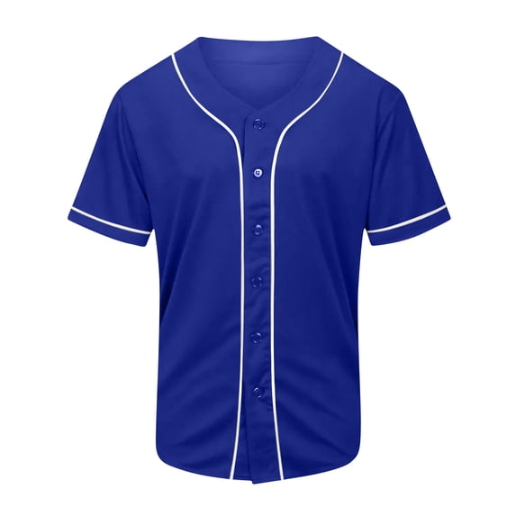 JTSRKL Mens Athletic Baseball Jersey Button Front Short Sleeve Training Shirts Crewneck Lightweight Breathable Summer Sport Casual Tops