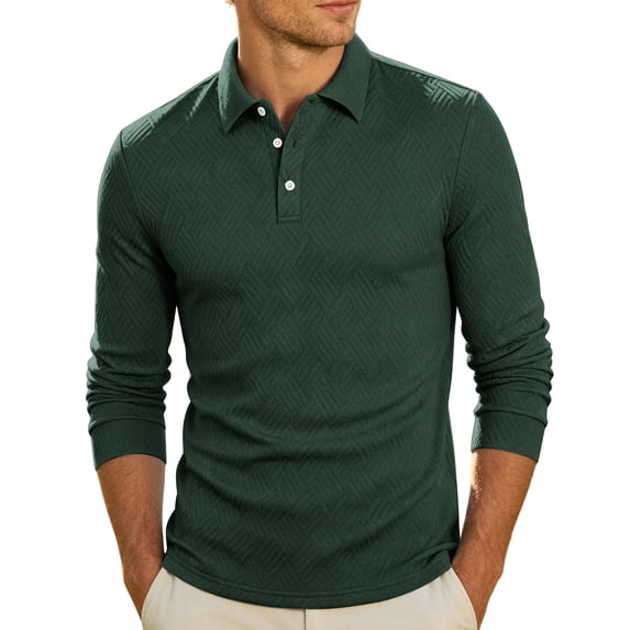 JTSRKL Mens Button Collared Shirts Solid Jacquard Long Sleeve Casual Knit Soft Tops Textured Regular Fit Breathable Lightweight Daily Tees Army Green XXL