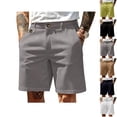 thumbnail image 1 of JTSRKL Mens Classic Dress Shorts Flat Front Stretch Elastic Waist Side Pockets Short Trousers Relaxed Fit Summer Casual Business Office Pants Navy M, 1 of 5