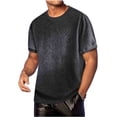 thumbnail image 1 of JTSRKL Mens Embroidered Jacquard T-shirts Patchwork Casual Loose Sporty Short Sleeve Crew Neck Tees Comfy Relaxed Daily Versatile Tops, 1 of 5