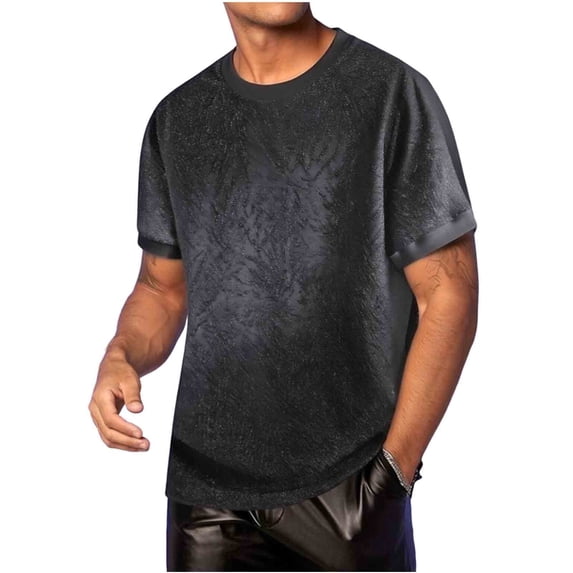 JTSRKL Mens Embroidered Jacquard T-shirts Patchwork Casual Loose Sporty Short Sleeve Crew Neck Tees Comfy Relaxed Daily Versatile Tops