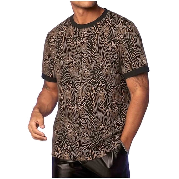 JTSRKL Mens Embroidered Jacquard T-shirts Patchwork Casual Loose Sporty Short Sleeve Crew Neck Tees Comfy Relaxed Daily Versatile Tops