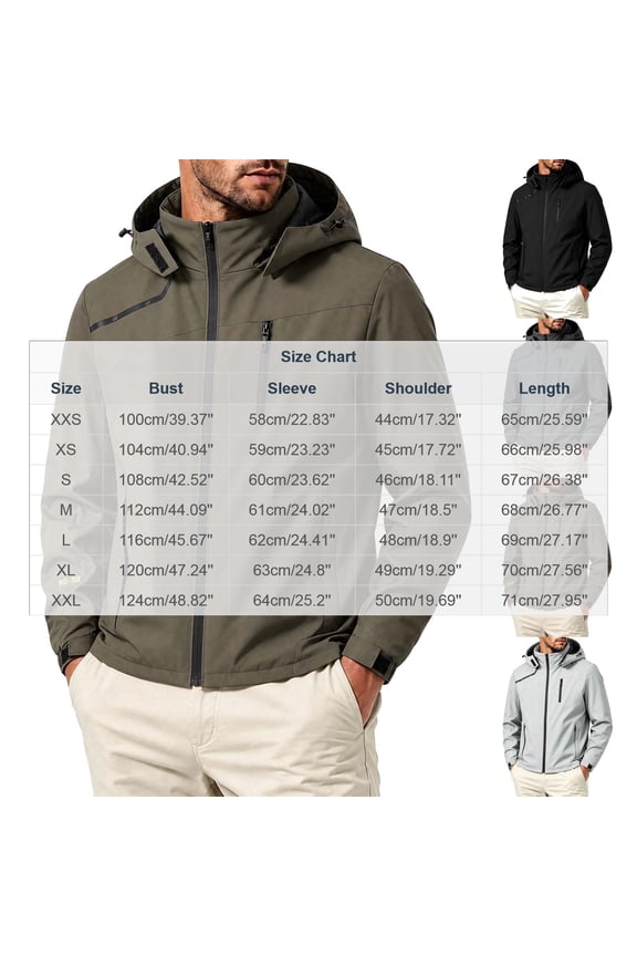 Mens Fleece Lined Softshell Jackets Windbreaker Water Resistant Hooded Coats Lightweight Winter Hiking Rain Zipper Pockets Outerwear