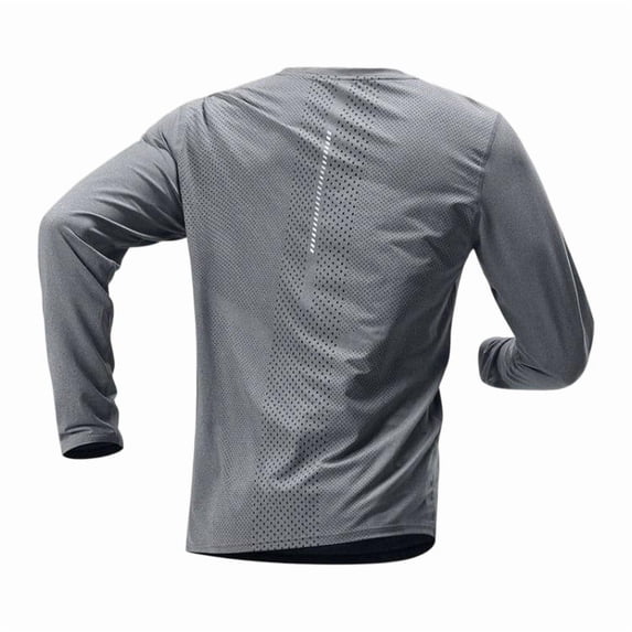 JTSRKL Mens Ice Silk Mesh Cycling Shirts Quick Dry Long Sleeve Crewneck Lightweight Tees Stretchy Running Gym Training Sports Active Tops