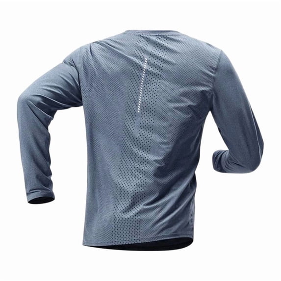 JTSRKL Mens Ice Silk Mesh Cycling Shirts Quick Dry Long Sleeve Crewneck Lightweight Tees Stretchy Running Gym Training Sports Active Tops