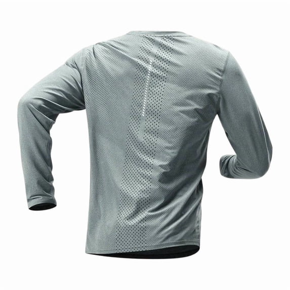 JTSRKL Mens Ice Silk Mesh Cycling Shirts Quick Dry Long Sleeve Crewneck Lightweight Tees Stretchy Running Gym Training Sports Active Tops