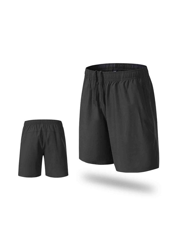 Mens Linerless Quick Dry Gym Shorts Elastic Waist Stretch Lightweight Zipper Pockets Swim Pants Running Lightweight Comfort Fit Bottoms