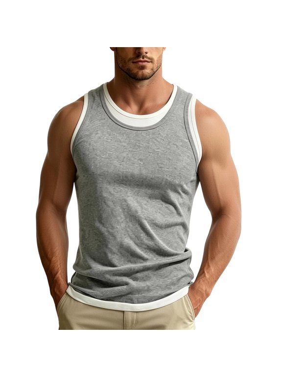 Mens Muscle Fit Boxing Tank Tops Plain Sleeveless Crew Neck Gym Jogger Vests Casual Summer Flex Training Running Gym Shirts