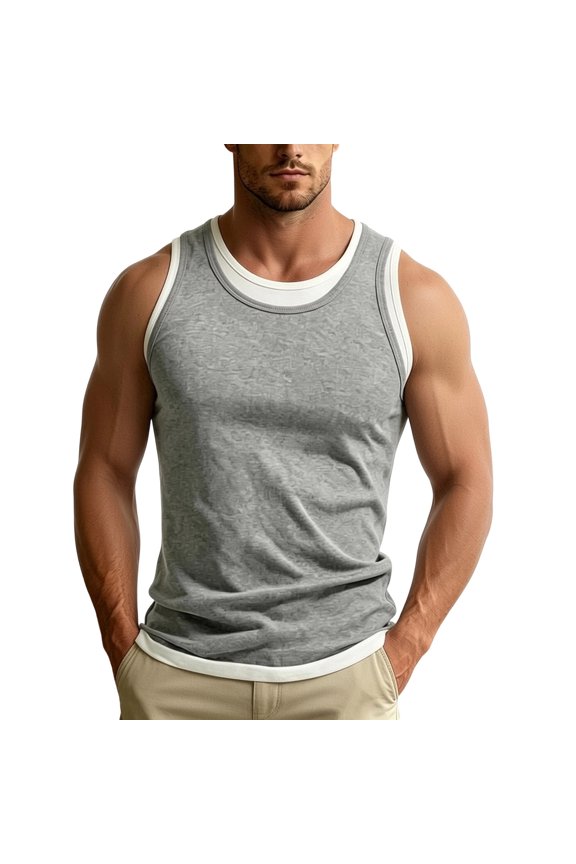 Mens Muscle Fit Boxing Tank Tops Plain Sleeveless Crew Neck Gym Jogger Vests Casual Summer Flex Training Running Gym Shirts