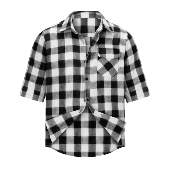 JTSRKL Mens Plaid 3/4 Sleeve Shirts Turn Down Button Front Lightweight Classic Daily Tees Stretchy Soft Summer Casual Business Daily Tops