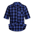 thumbnail image 1 of JTSRKL Mens Plaid 3/4 Sleeve Shirts Turn Down Button Front Lightweight Classic Daily Tees Stretchy Soft Summer Casual Business Daily Tops, 1 of 7