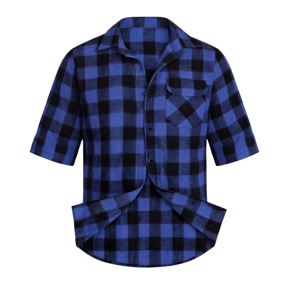 JTSRKL Mens Plaid 3/4 Sleeve Shirts Turn Down Button Front Lightweight Classic Daily Tees Stretchy Soft Summer Casual Business Daily Tops