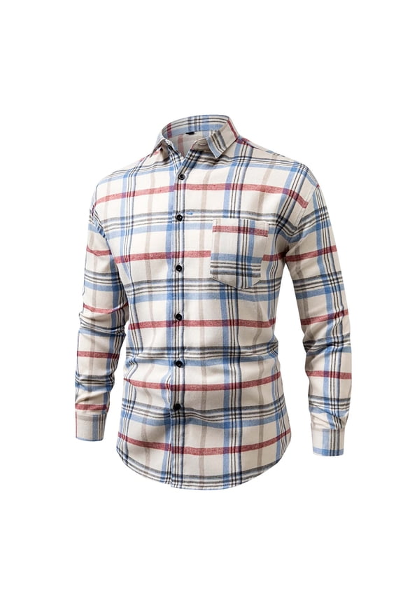 Mens Plaid Flannel Long Sleeve Shirts Button Down Turn Down Collar Single Pocket Shacket Casual Fall Winter Daily Comfort Soft Tops