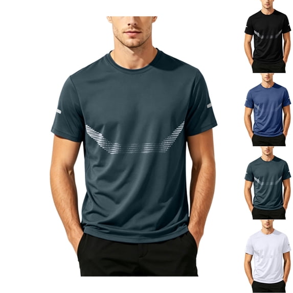 JTSRKL Mens Quick Dry Athletic Tees Sun Protection Breathable Lightweight Flex Athletic Gym Rash Guards Summer Running Daily Comfort Soft Tops
