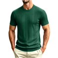 thumbnail image 1 of JTSRKL Mens Ribbed Knit Shirts Crewneck Short Sleeve Breathable Lightweight Tees Textured Summer Casual Daily Comfort Soft Wear Tops, 1 of 8