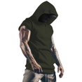 thumbnail image 1 of JTSRKL Mens Sleeveless Hoodies Zip Pocket Casual Athletic Pullover Loose Fit Tops Breathable Quick Drying Summer Sport Training Shirts Army Green L, 1 of 9